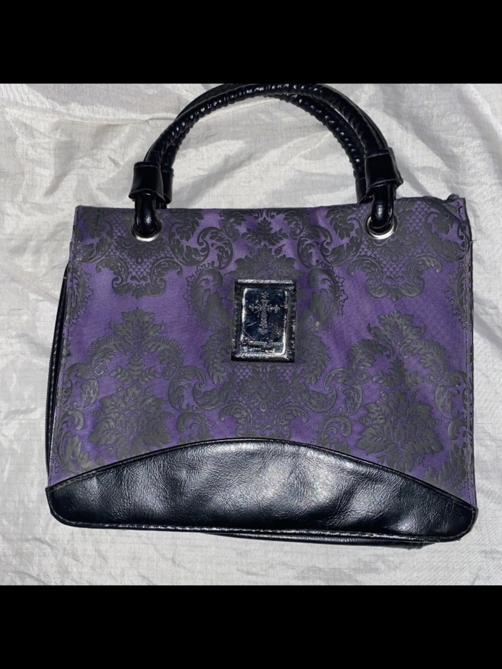 Bible Carry Case, Church Bag Cloth And Faux Leather, Zip And Compartments